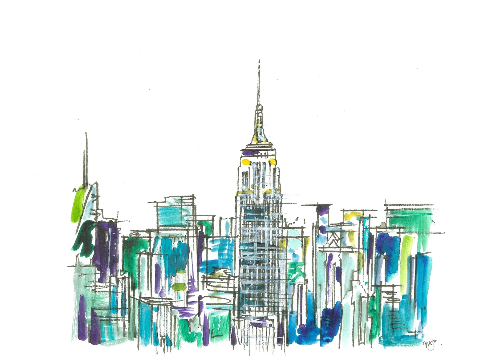 New York Skyline Drawing by SimpleLine  Fine Art America